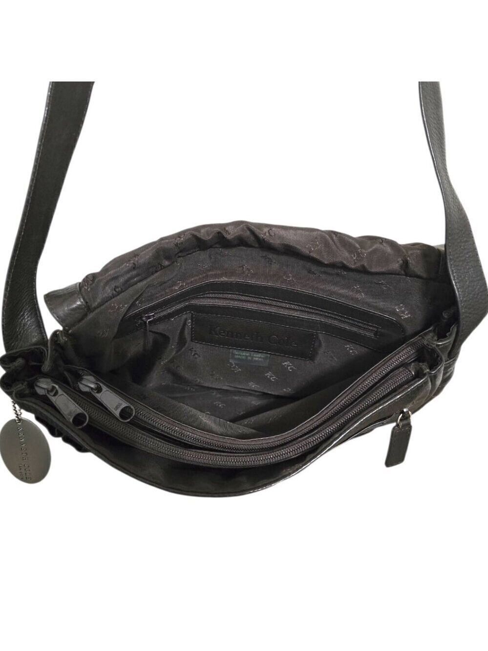 Kenneth Cole Black Genuine Leather Saddlebag Crossbody Purse - Picture 9 of 15